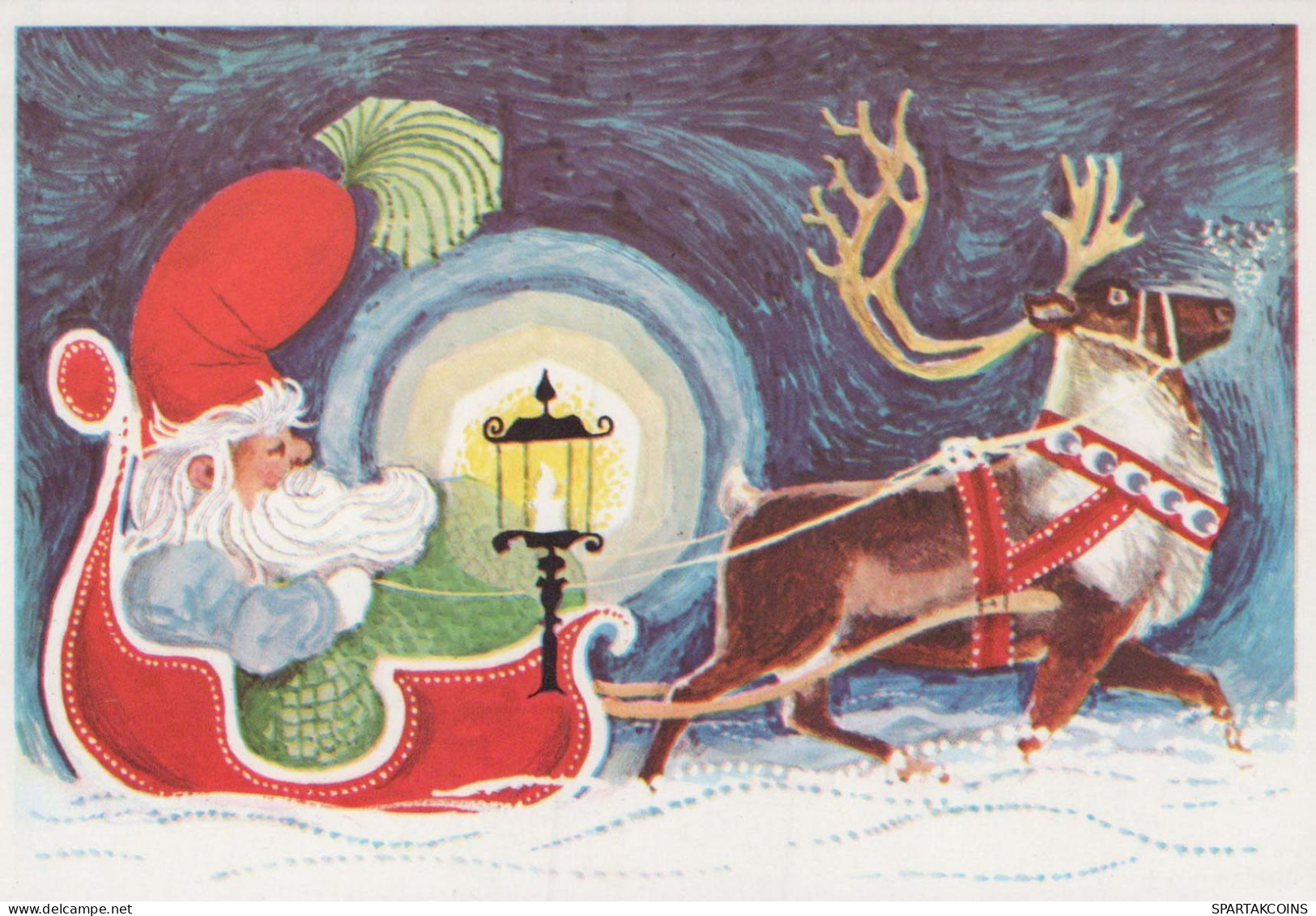 BABBO NATALE Buon Anno Natale Vintage Cartolina CPSM #PBL562.IT - Santa Claus