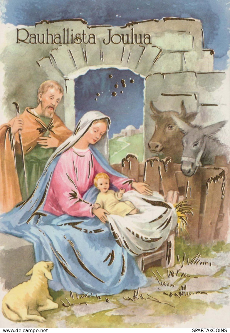 Vergine Maria Madonna Gesù Bambino Natale Religione Vintage Cartolina CPSM #PBB900.IT - Maagd Maria En Madonnas