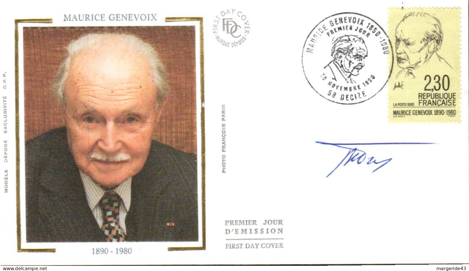 FDC 1990 MAURICE GENEVOIX - 1970-1979