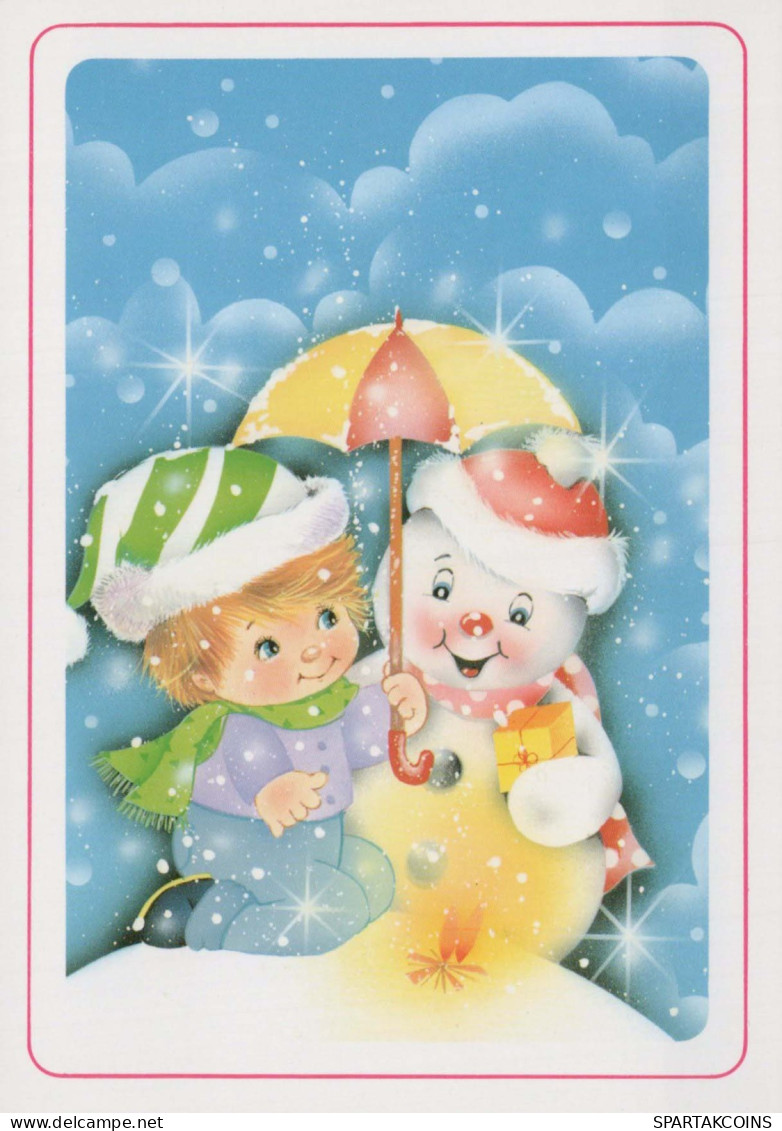Buon Anno Natale PUPAZZO BAMBINO Vintage Cartolina CPSM #PAZ731.IT - Nouvel An