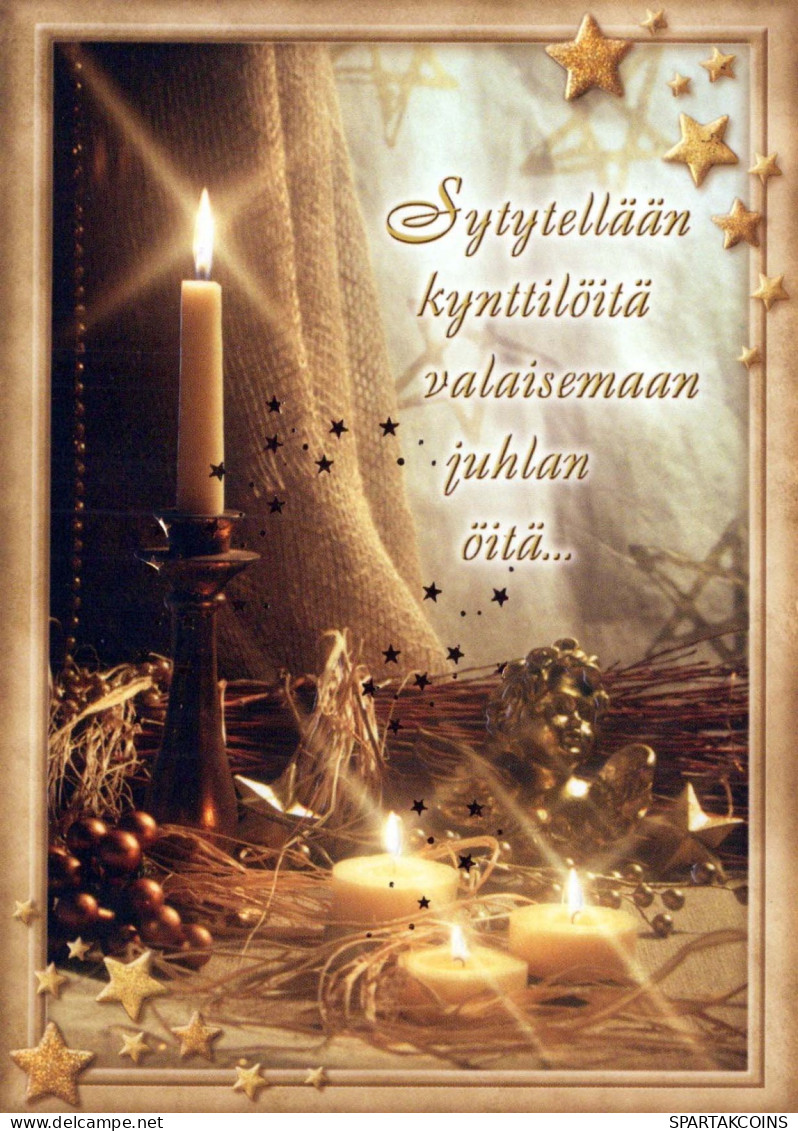 Buon Anno Natale CANDELA Vintage Cartolina CPSM #PAV937.IT - Anno Nuovo