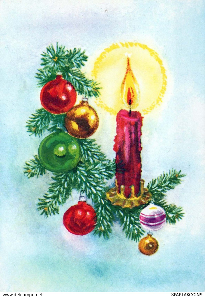 Buon Anno Natale CANDELA Vintage Cartolina CPSM #PAV573.IT - Nouvel An