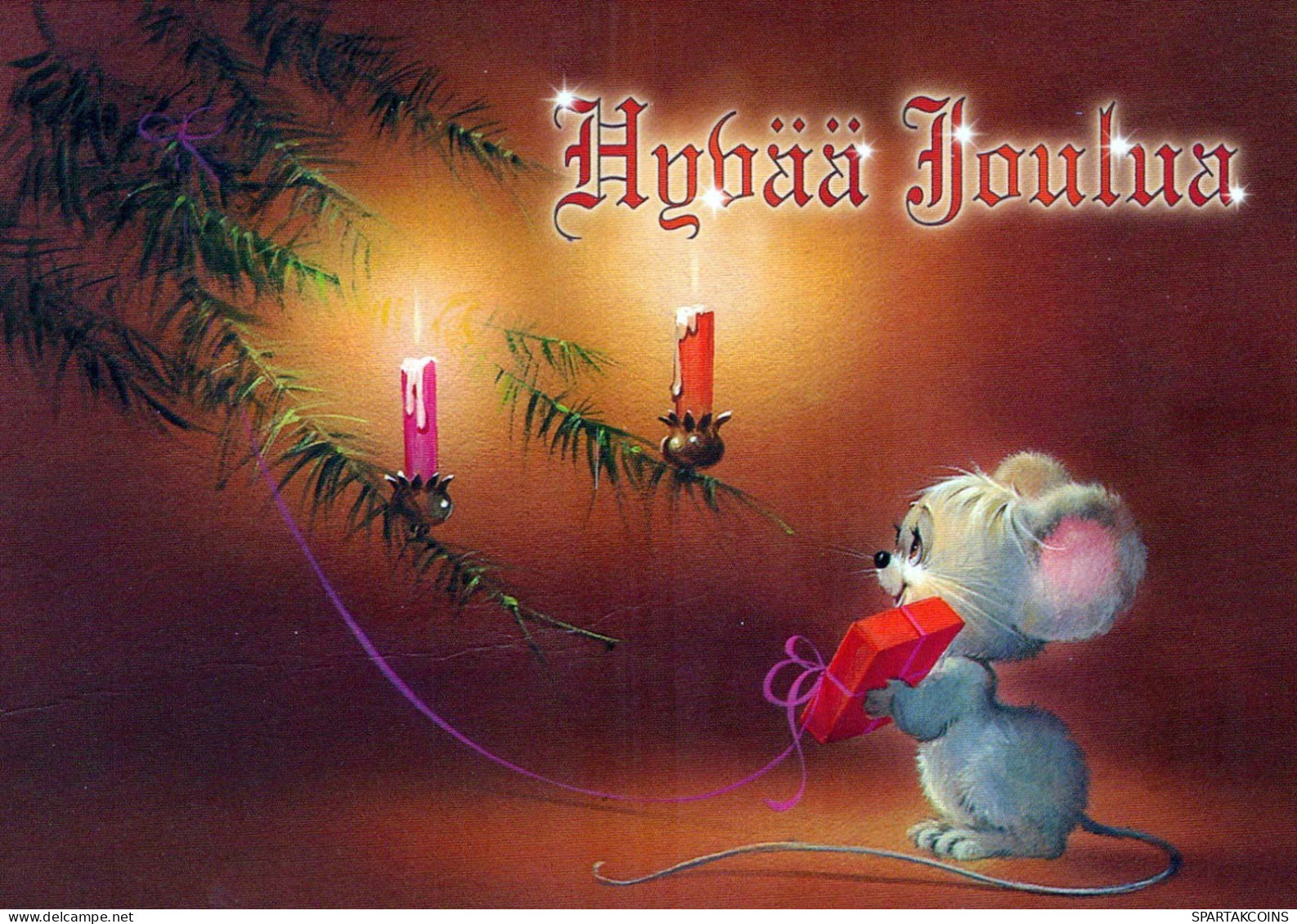 Buon Anno Natale CONIGLIO CANDELA Vintage Cartolina CPSM #PAV007.IT - Nieuwjaar