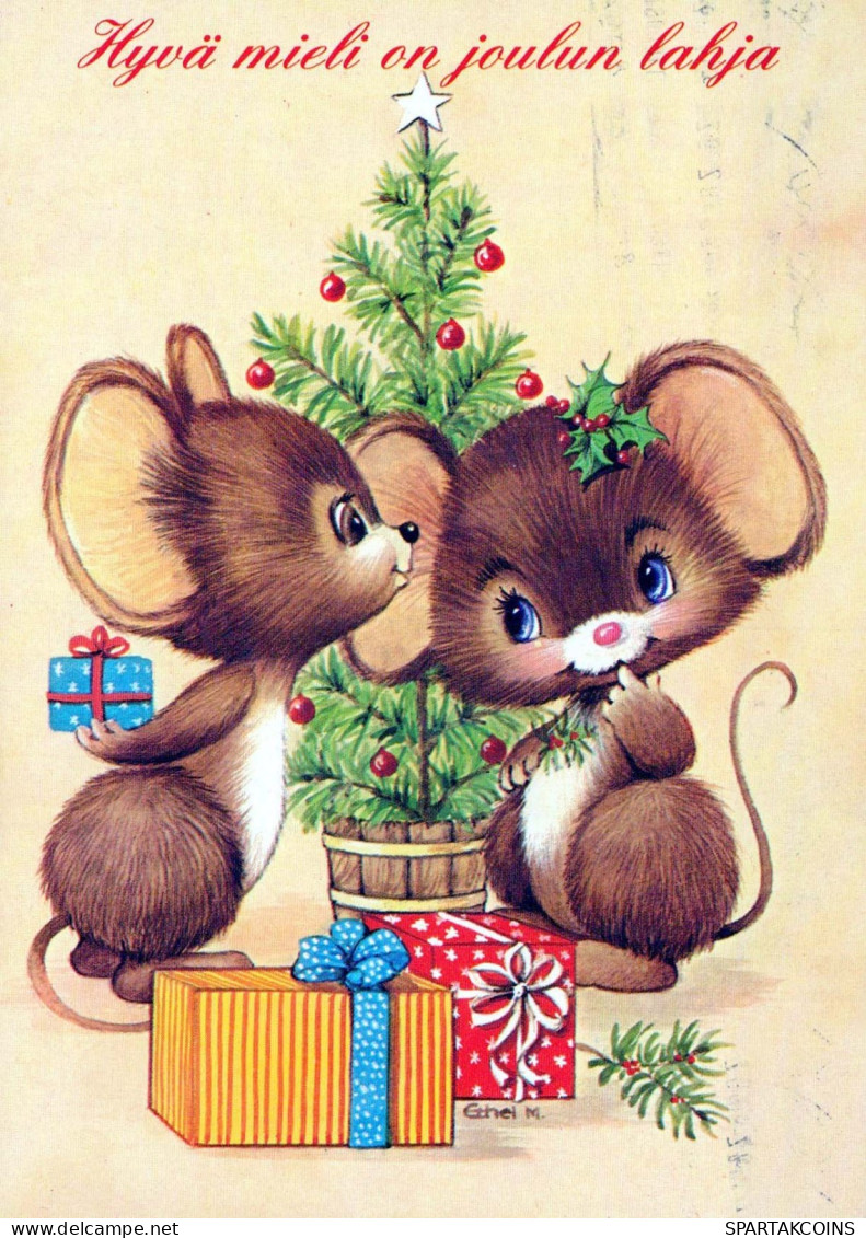 Buon Anno Natale MOUSE Vintage Cartolina CPSM #PAU938.IT - Neujahr