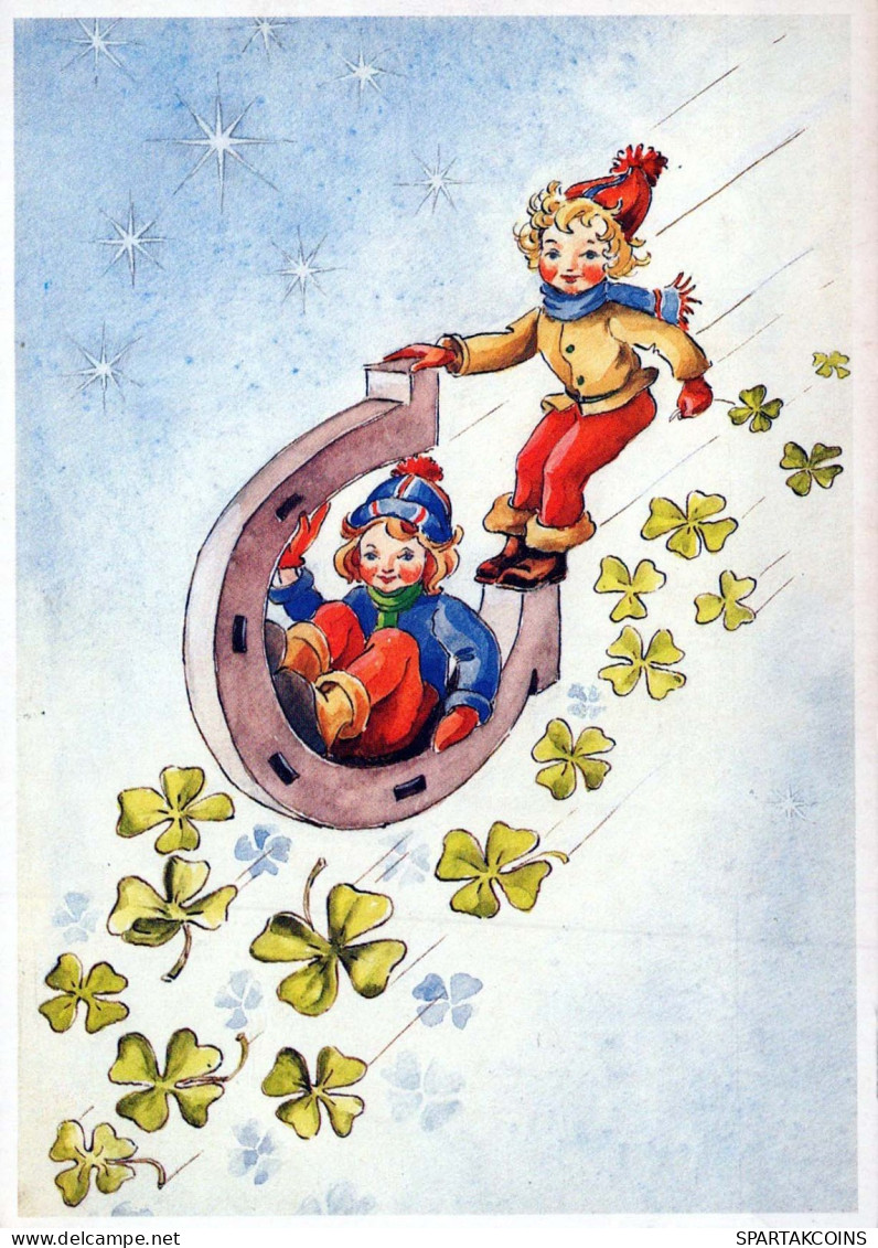 Buon Anno Natale BAMBINO CAVALLOSHOE Vintage Cartolina CPSM #PAU066.IT - Nieuwjaar