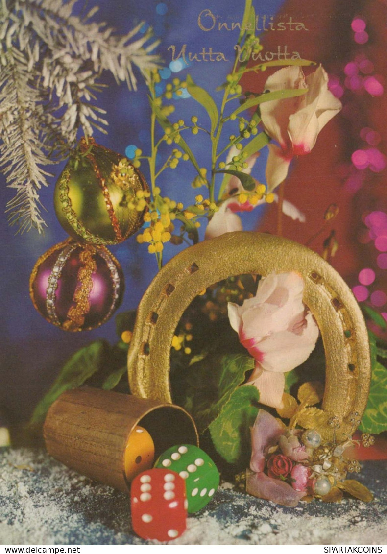 Buon Anno Natale CAVALLOSHOE Vintage Cartolina CPSM #PAT943.IT - Neujahr