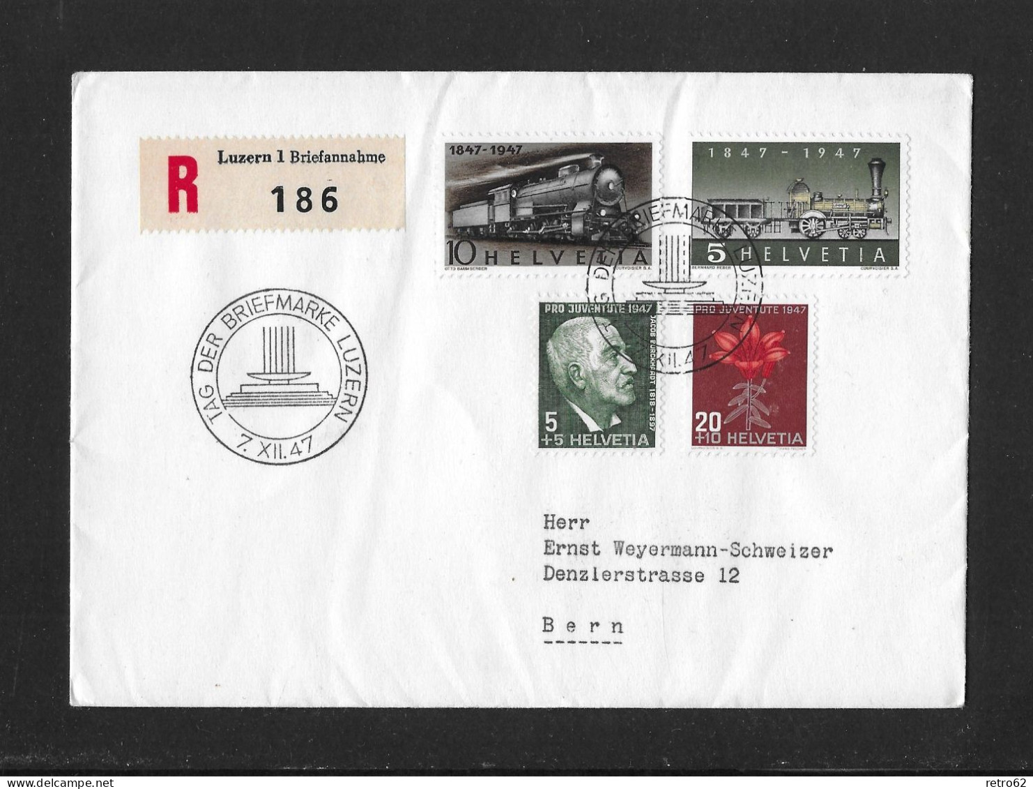 1947 TAG DER BRIEFMARKE LUZERN ► Chargé Brief Mit Mischfrankatur - Storia Postale