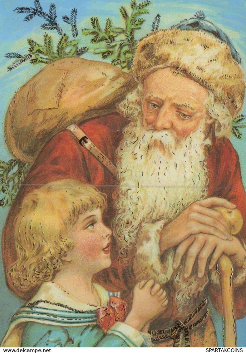 BABBO NATALE BAMBINO Natale Vintage Cartolina CPSM #PAK919.IT - Santa Claus