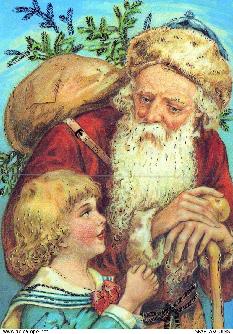 BABBO NATALE BAMBINO Natale Vintage Cartolina CPSM #PAK919.IT - Kerstman
