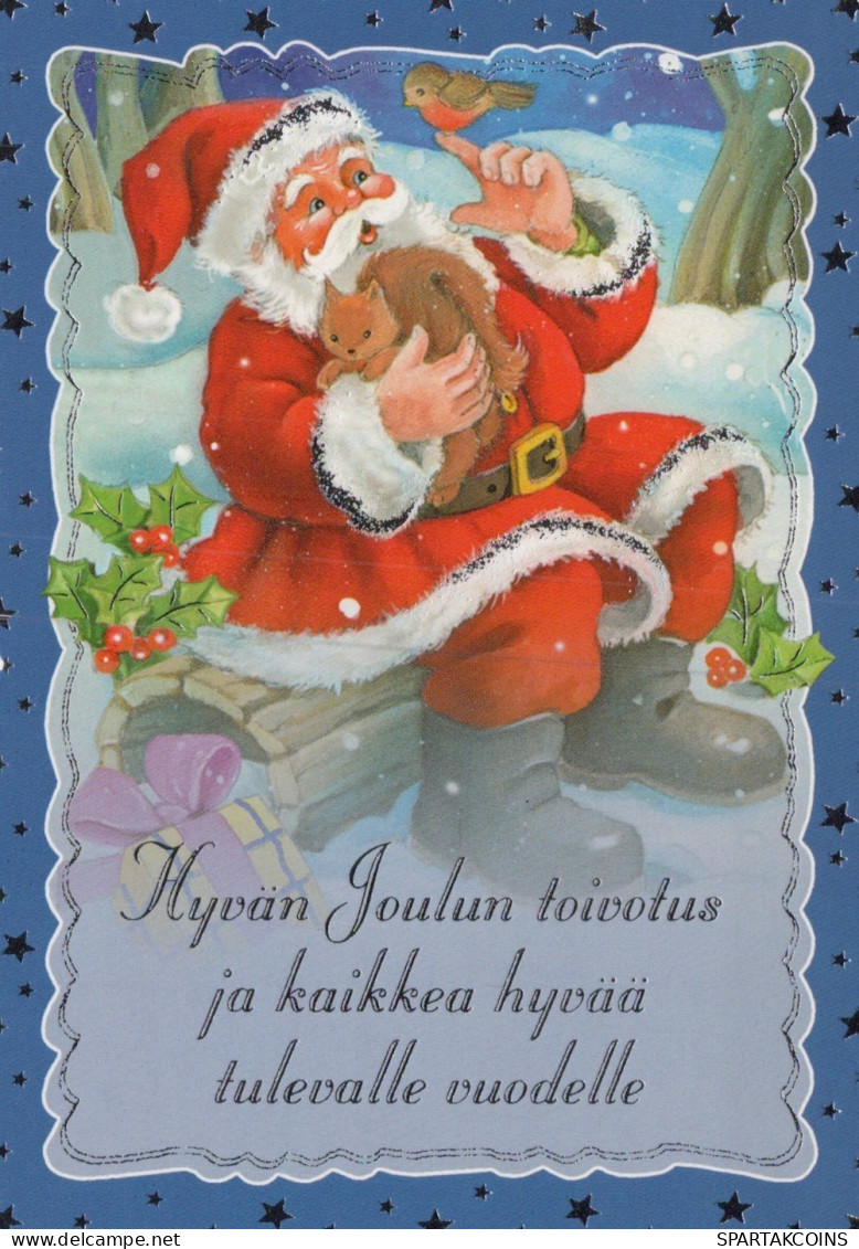 BABBO NATALE Animale Natale Vintage Cartolina CPSM #PAK646.IT - Santa Claus