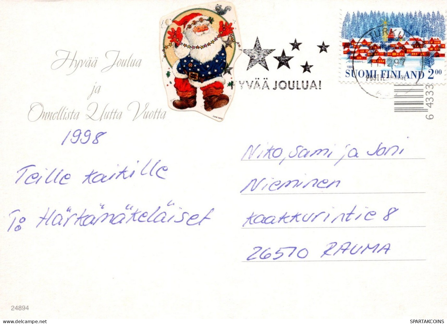 BABBO NATALE Natale Vintage Cartolina CPSM #PAJ597.IT - Santa Claus