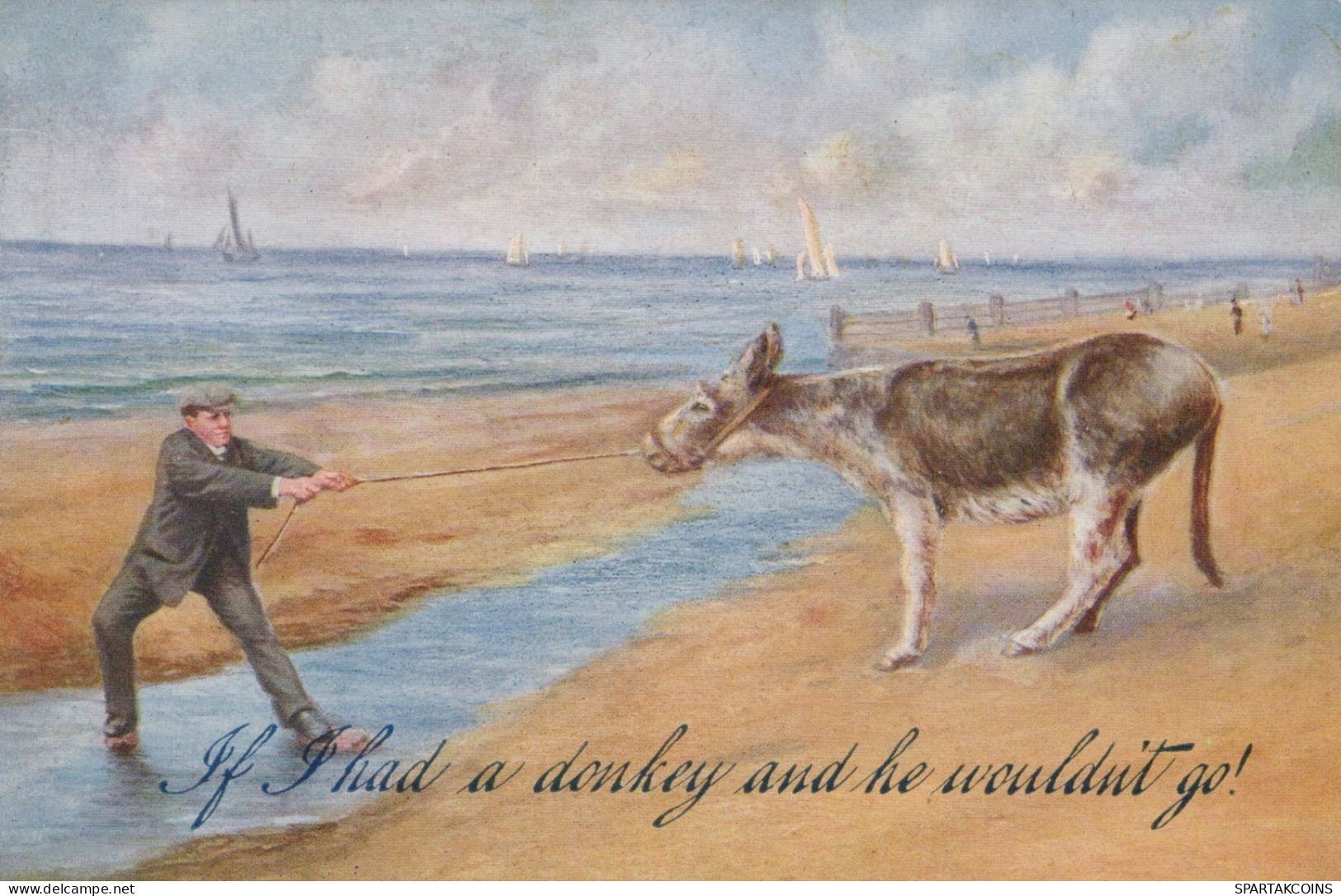 DONKEY Animals Vintage Antique Old CPA Postcard #PAA319.GB - Asino