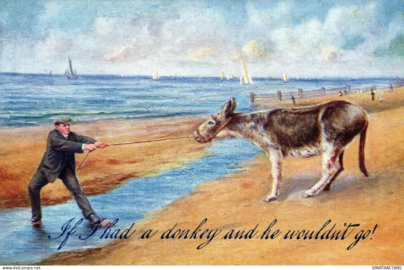 DONKEY Animals Vintage Antique Old CPA Postcard #PAA319.GB - Donkeys