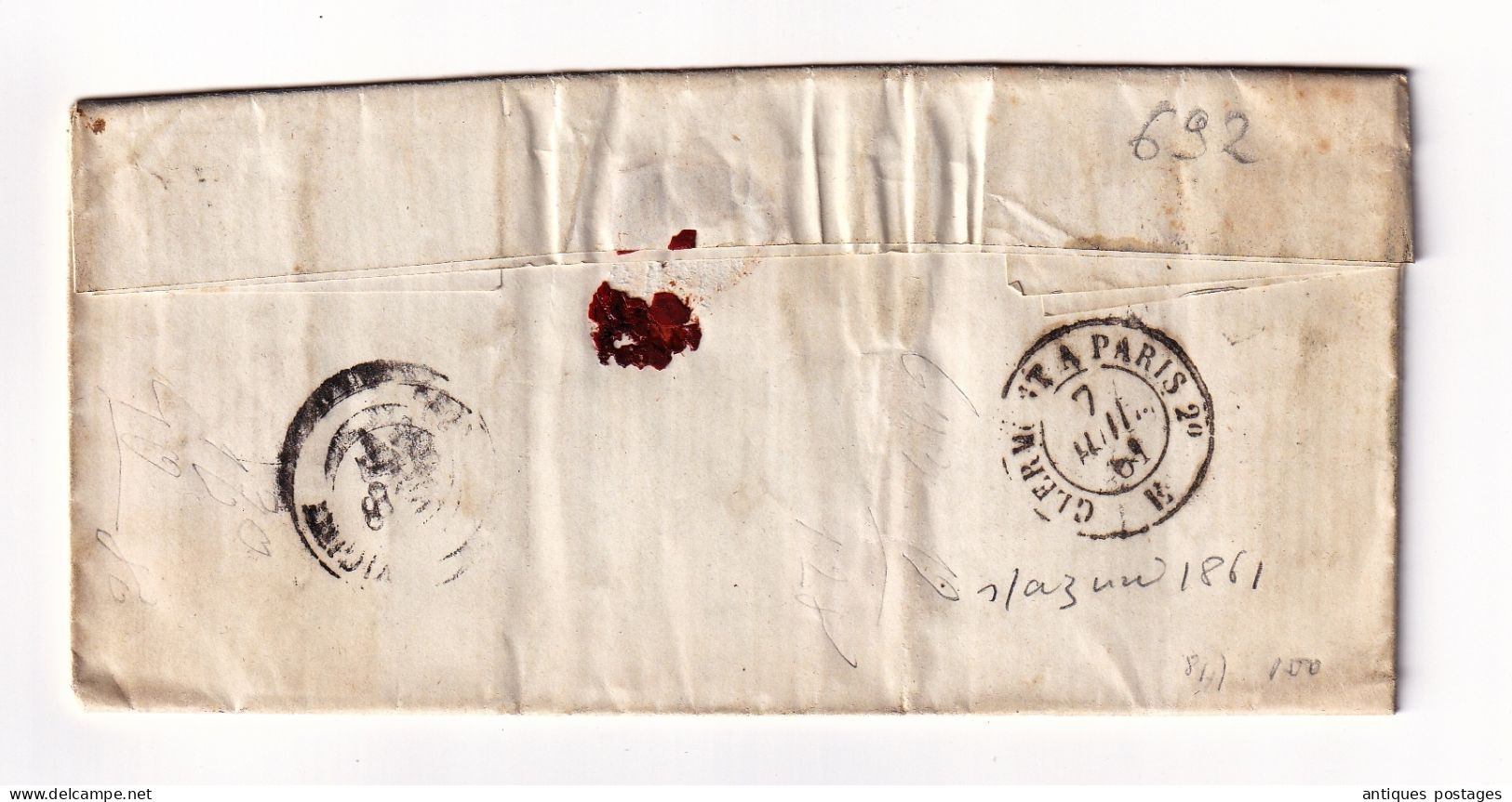 Lettre 1861 Arlanc Puy de Dôme Breviere Velay Fabricant de Dentelle