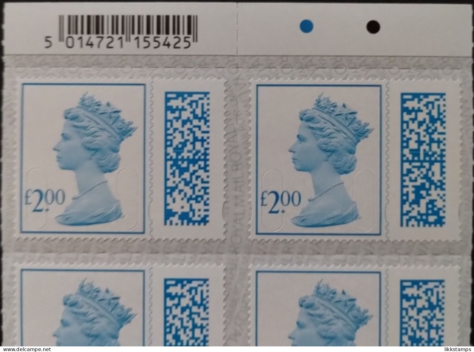 S.G.V4800 ~ BLOCK OF 10 X £2.00p NEW BARCODED DEFINITIVES UNFOLDED & NHM #02942 - Série 'Machin'