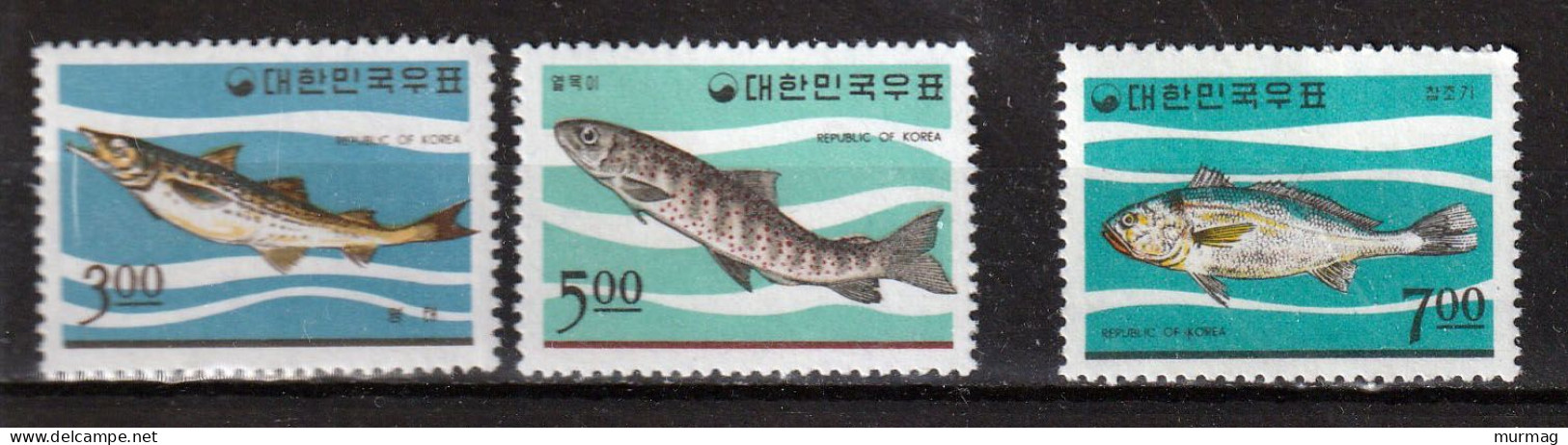 COREE DU SUD - Faune Marine, Poissons - Y&T N° 417-419 - 1966 - MNH - Corée Du Sud