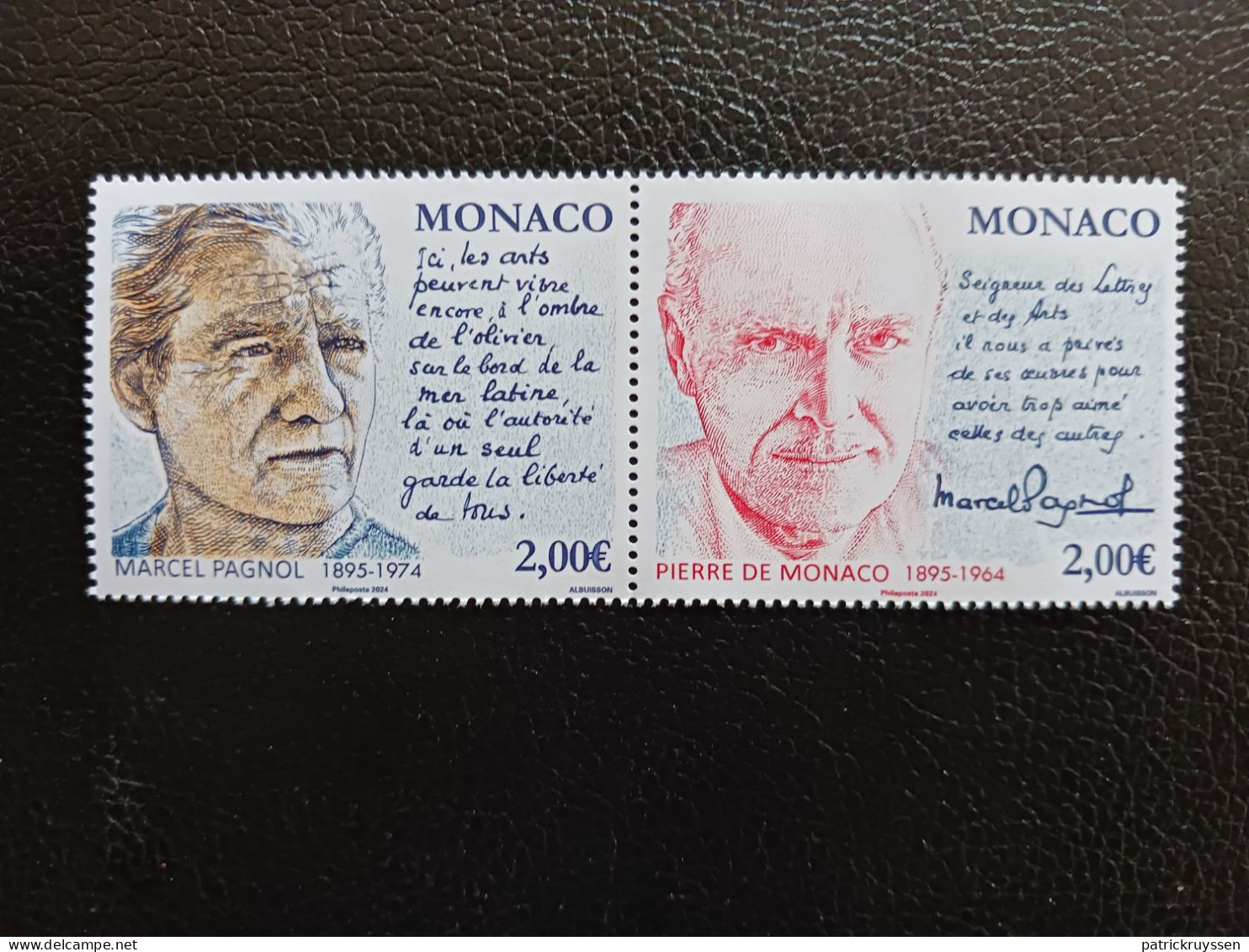 Monaco 2024 Tribute Marcel PAGNOL 50th Death 1895 1974 And Prince Pierre 2v Se Tenant Mnh - Unused Stamps