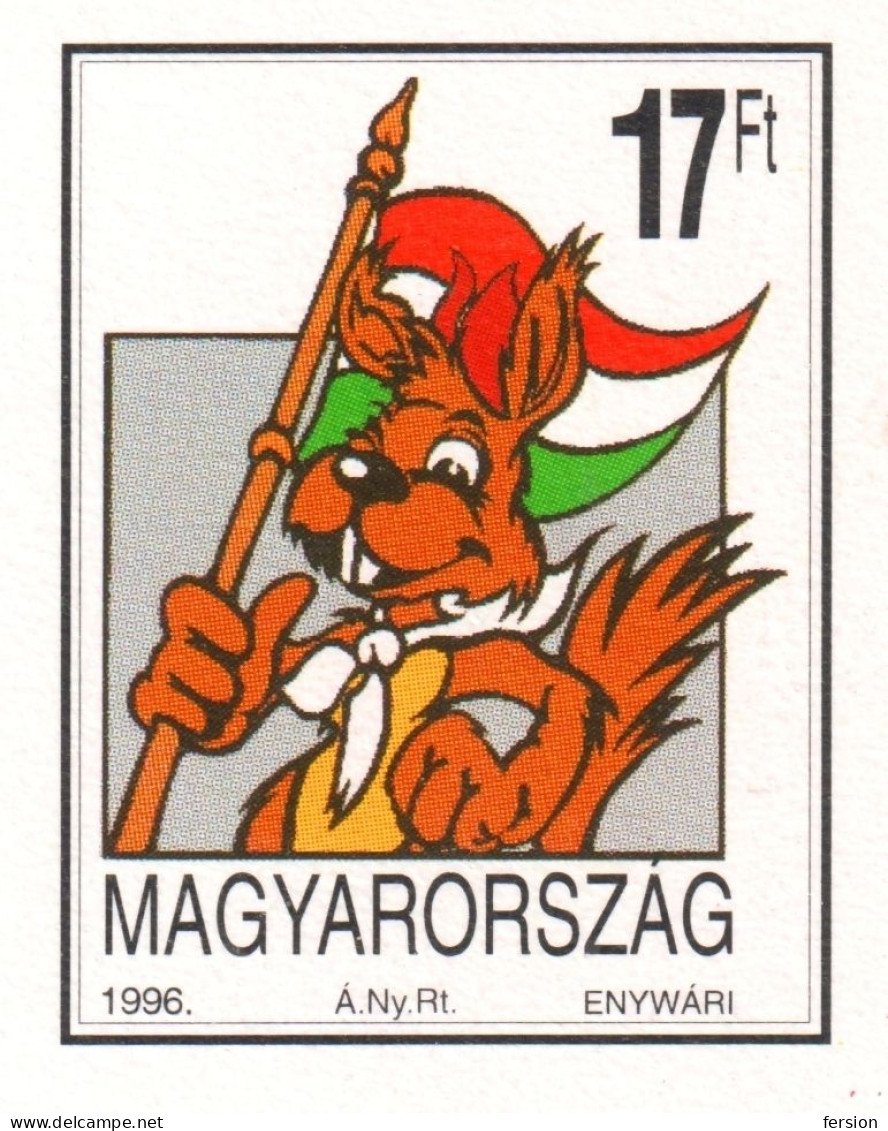 Squirrel  - 1996 HUNGARY - 50th Anniv. Of Pioneer Movement / SCOUT SCOUTS - STATIONERY - POSTCARD - FLAG Tricolor - Briefe U. Dokumente