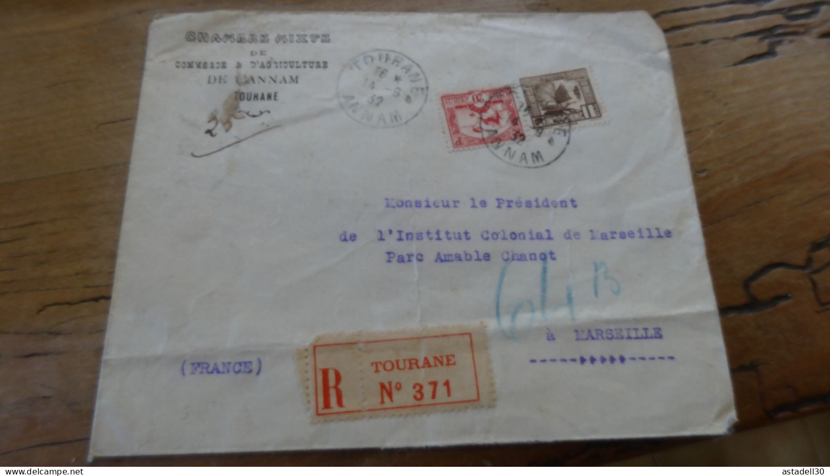 VIETNAM - INDOCHINE, TOURANE 1932, Recommandé ............BOITE1.......... 510 - Briefe U. Dokumente