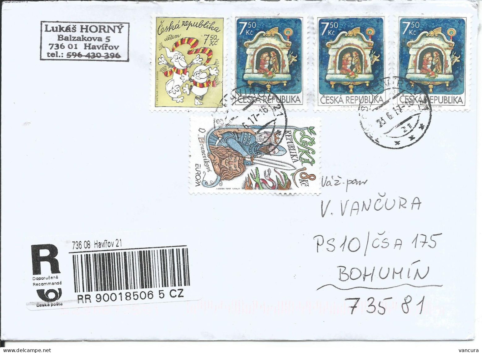 R Envelope Czech Republic Kremilek Vochomurka Braunsweig And Lion Used In 2017 - Natale