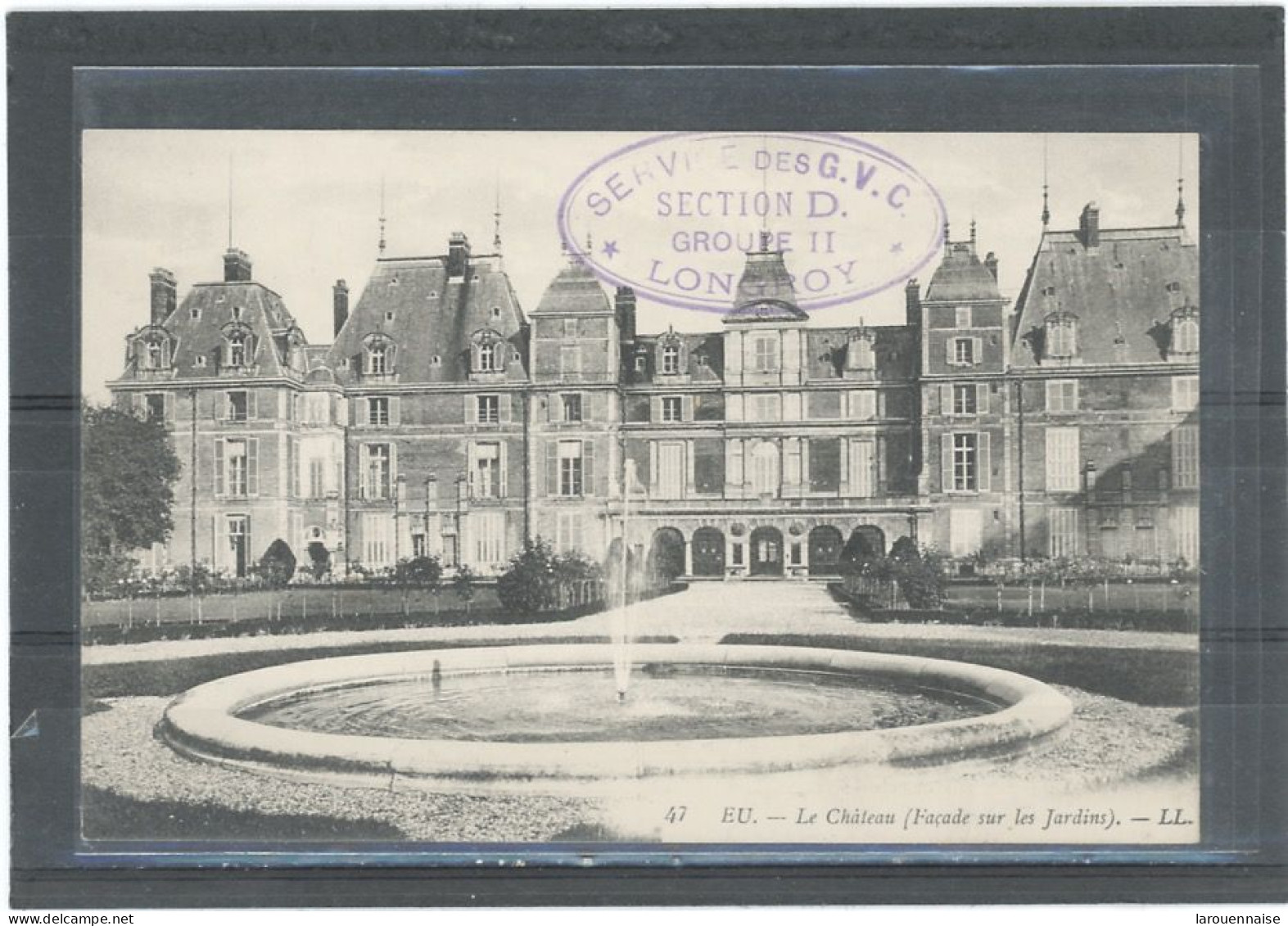 CACHET MILITAIRE -76 LONGROY -CP  FRAPPE  SUP -OVAL,VIOLET, 48x23mm -SERVICE DES G.V.C ./  SECTION D / - Guerra De 1914-18