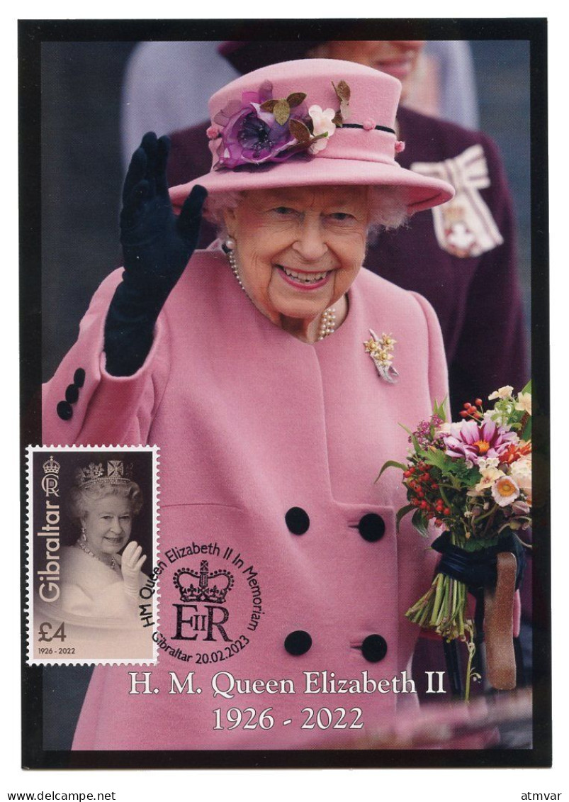 GIBRALTAR (2023) Carte Maximum Card - In Memoriam H. M. Queen Elizabeth II 1926-2022, Reine, Reina, Königin - Gibilterra