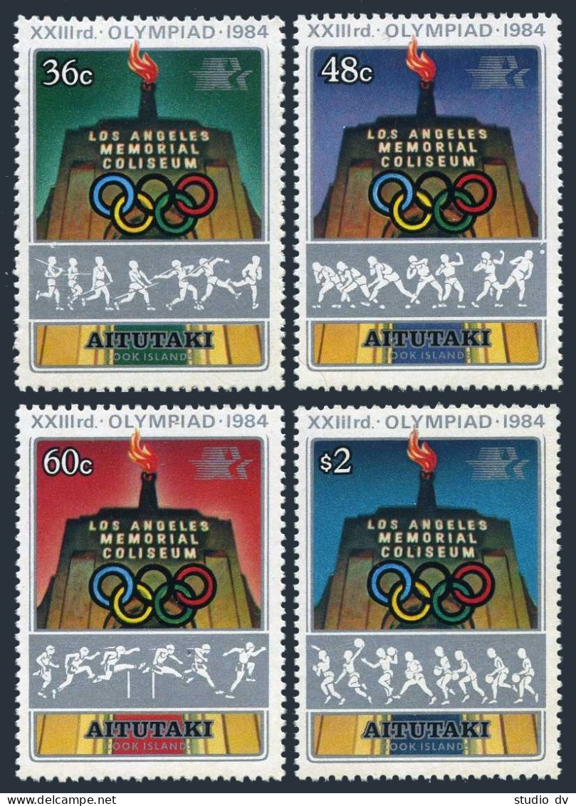 Aitutaki 342-345, MNH. Michel 525-528. Olympics Los Angeles-1984. - Aitutaki