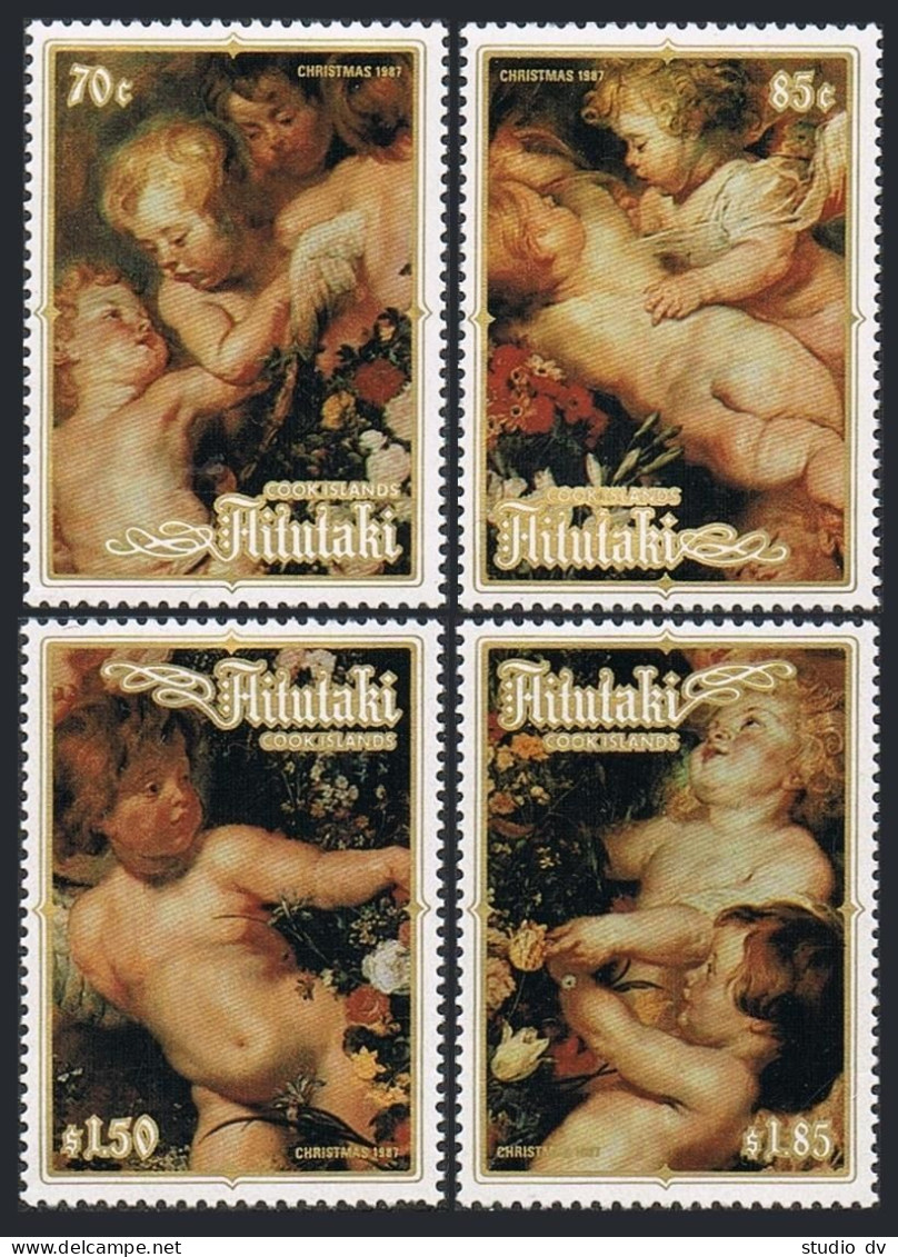Aitutaki 408-411, MNH. Michel 623-626. Christmas 1987. Virgin & Child By Rubens. - Aitutaki