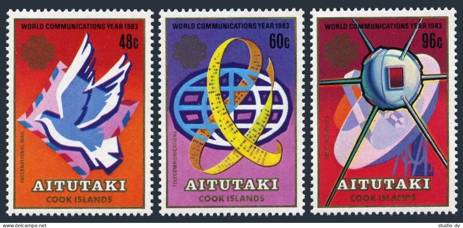Aitutaki 312-314, MNH. Mi 296-298. Communications Year, WCY-1983.Bird, Satellite - Aitutaki