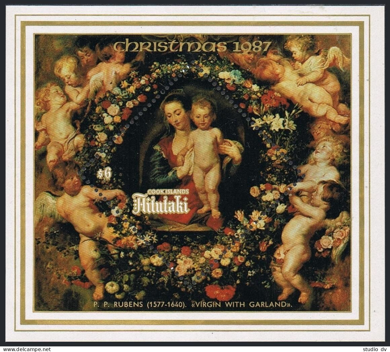 Aitutaki 408-411,412-413,MNH. Mi 623-626,Bl.68-69. Christmas 1987.Virgin.Rubens. - Aitutaki