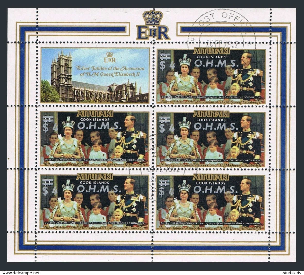 Aitutaki O11,O15 Sheets,CTO.Michel D11,D15. Official 1978.Queen Elizabeth. - Aitutaki