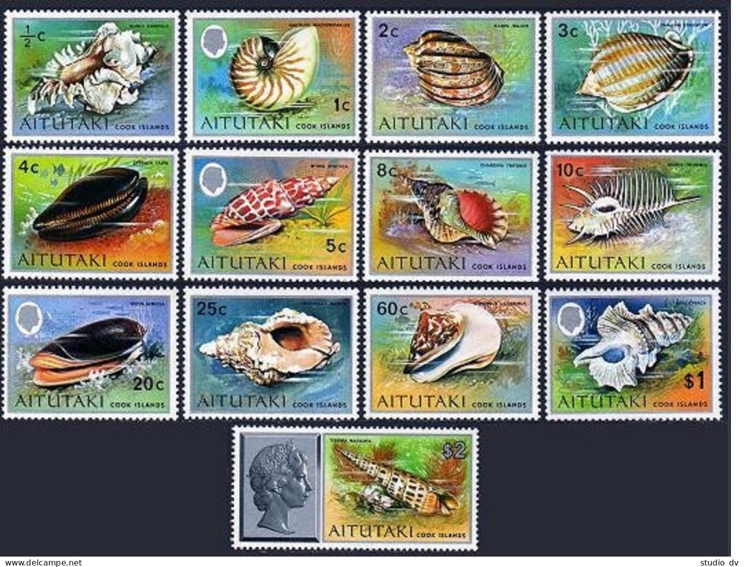 Aitutaki 82-94, MNH. Michel 94-105, 137. Pacific Shells, 1974-1975. - Aitutaki