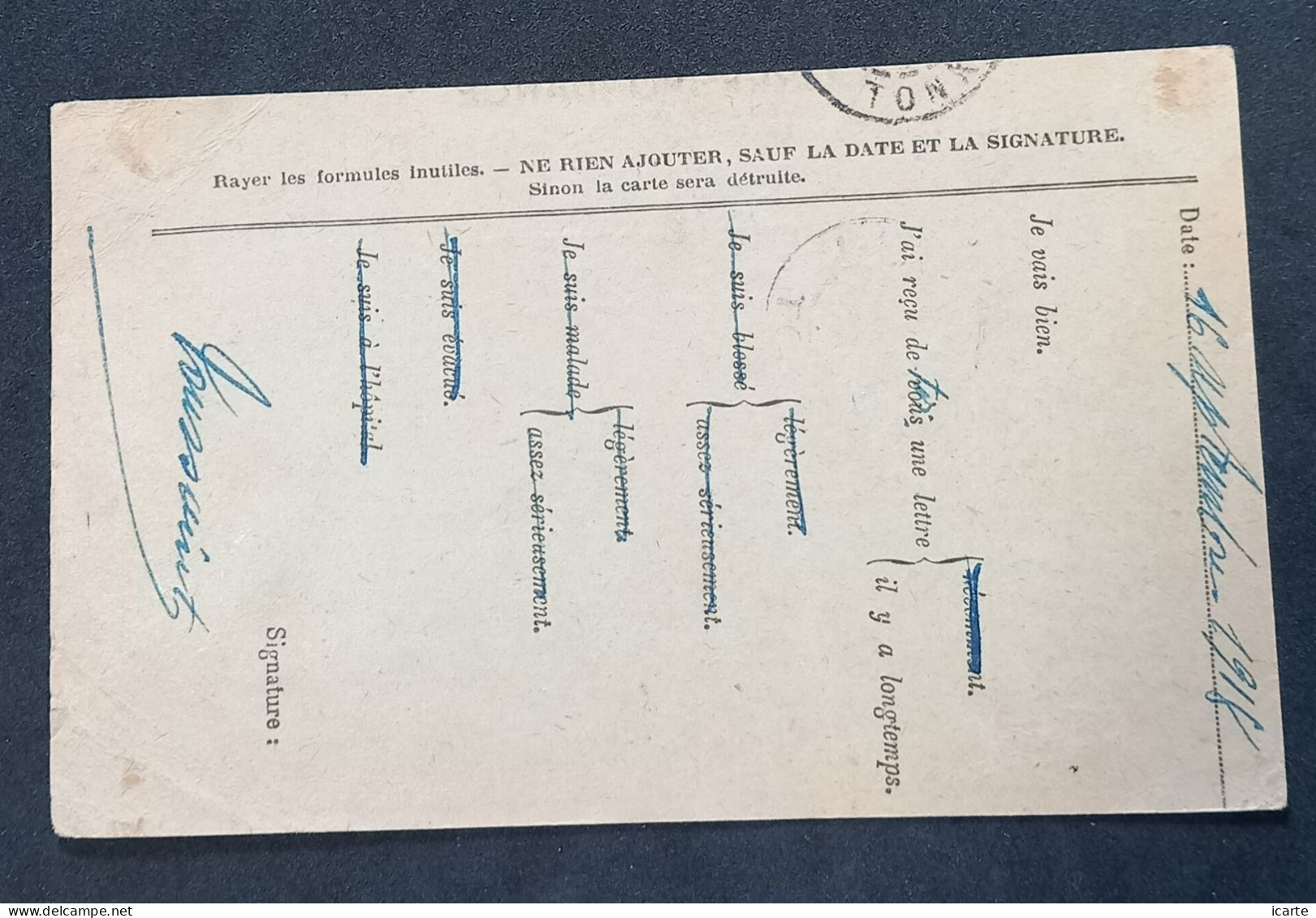 Carte De Franchise Militaire > Sous-officier Artillerie Coloniale TONKIN Oblit Trésor Et Postes Grattée 17-9-18 Censure - Covers & Documents