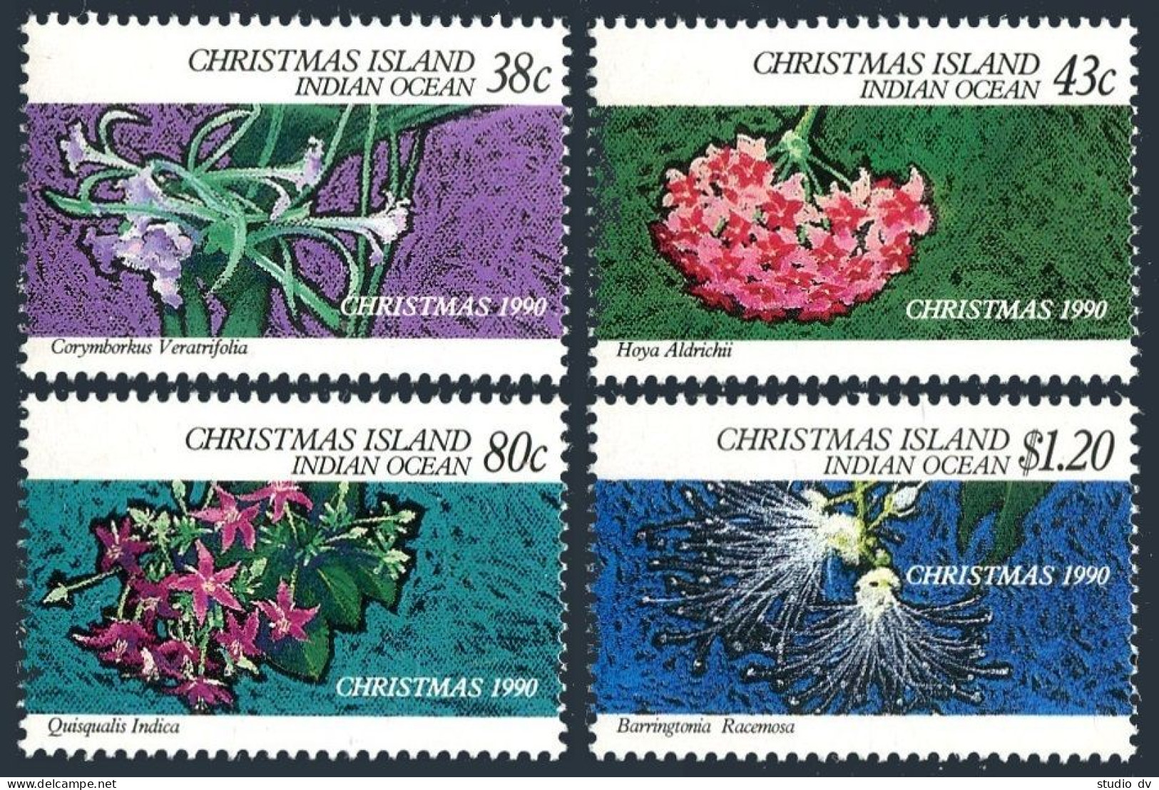 Christmas Isl 294-297,MNH.Michel 320-323. Christmas 1990.Flowers. - Christmas Island