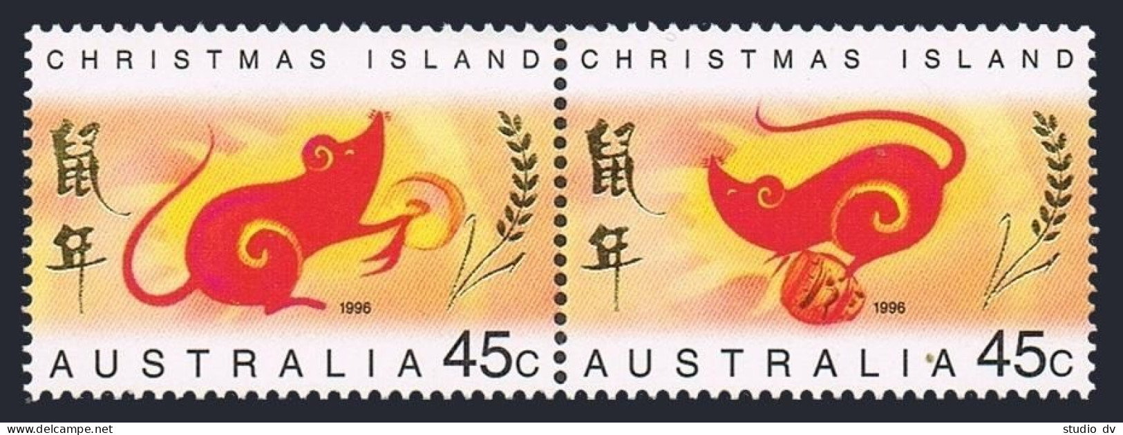 Christmas Isl 376-377a, 377b, MNH. Mi 415-416,Bl.10. Lunar Year Of The Rat, 1996 - Christmaseiland