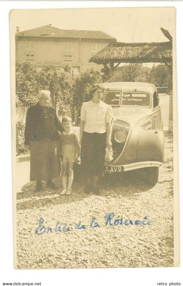 Cpa Carte-photo " Entrée De La Roseraie ", Automobile Peugeot, Postée De Mézières Charleville Ardennes  (AU) - Voitures De Tourisme