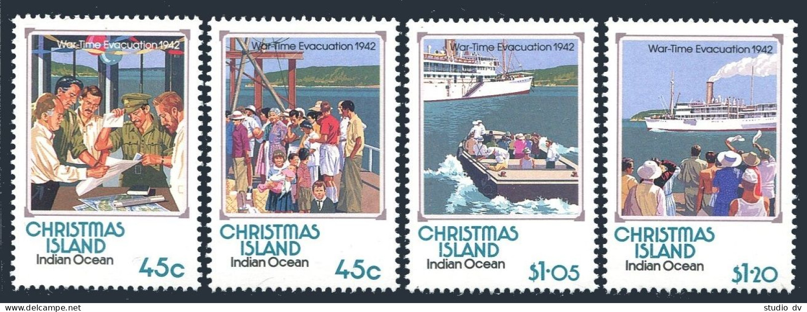 Christmas Isl 319-322, MNH. Mi 349-352. War Time Evacuation,50th Ann. 1992. - Christmas Island