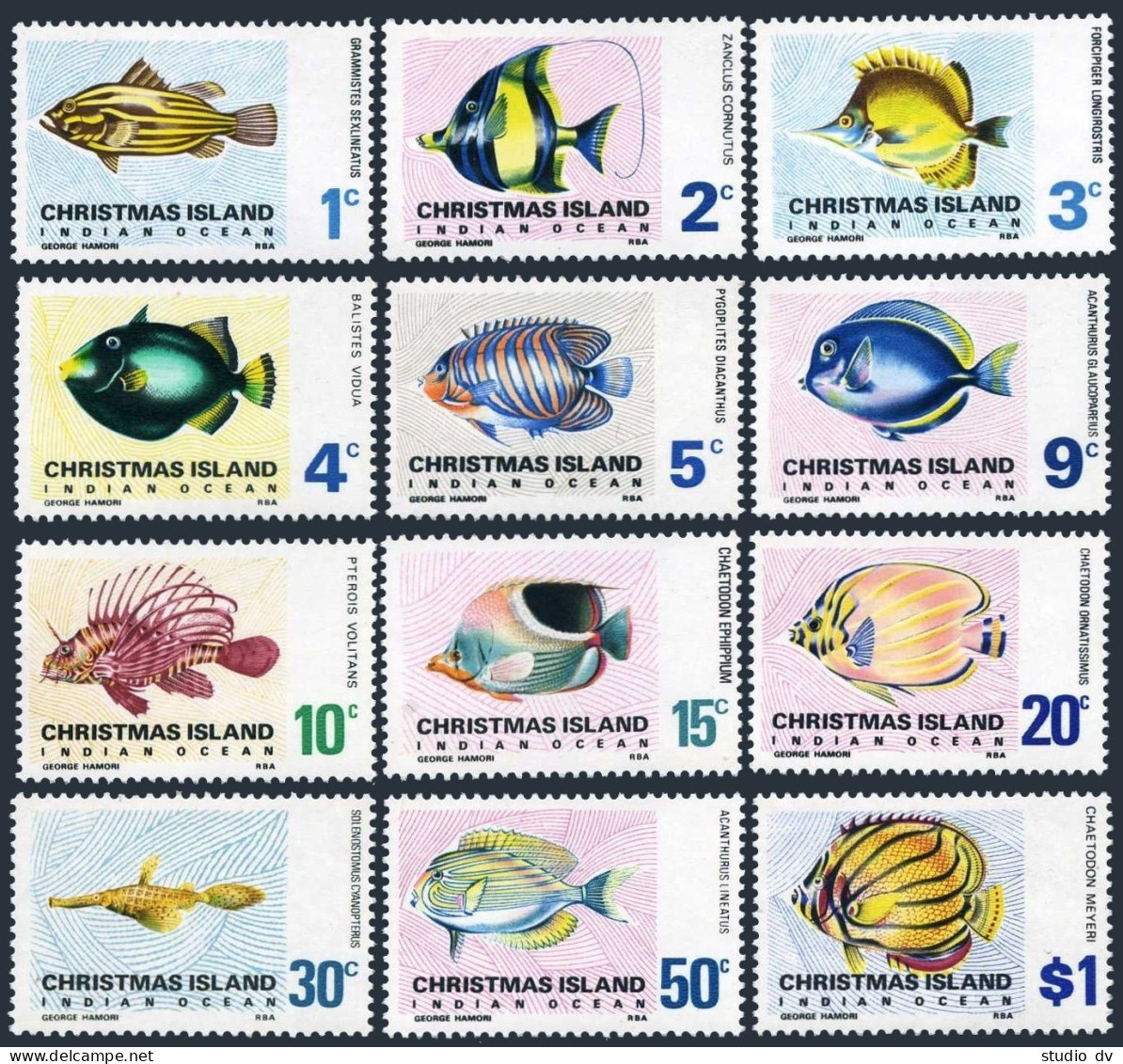 Christmas 22-33, MNH. Michel 22-31, 35-36. Fish 1968-1970. - Christmas Island