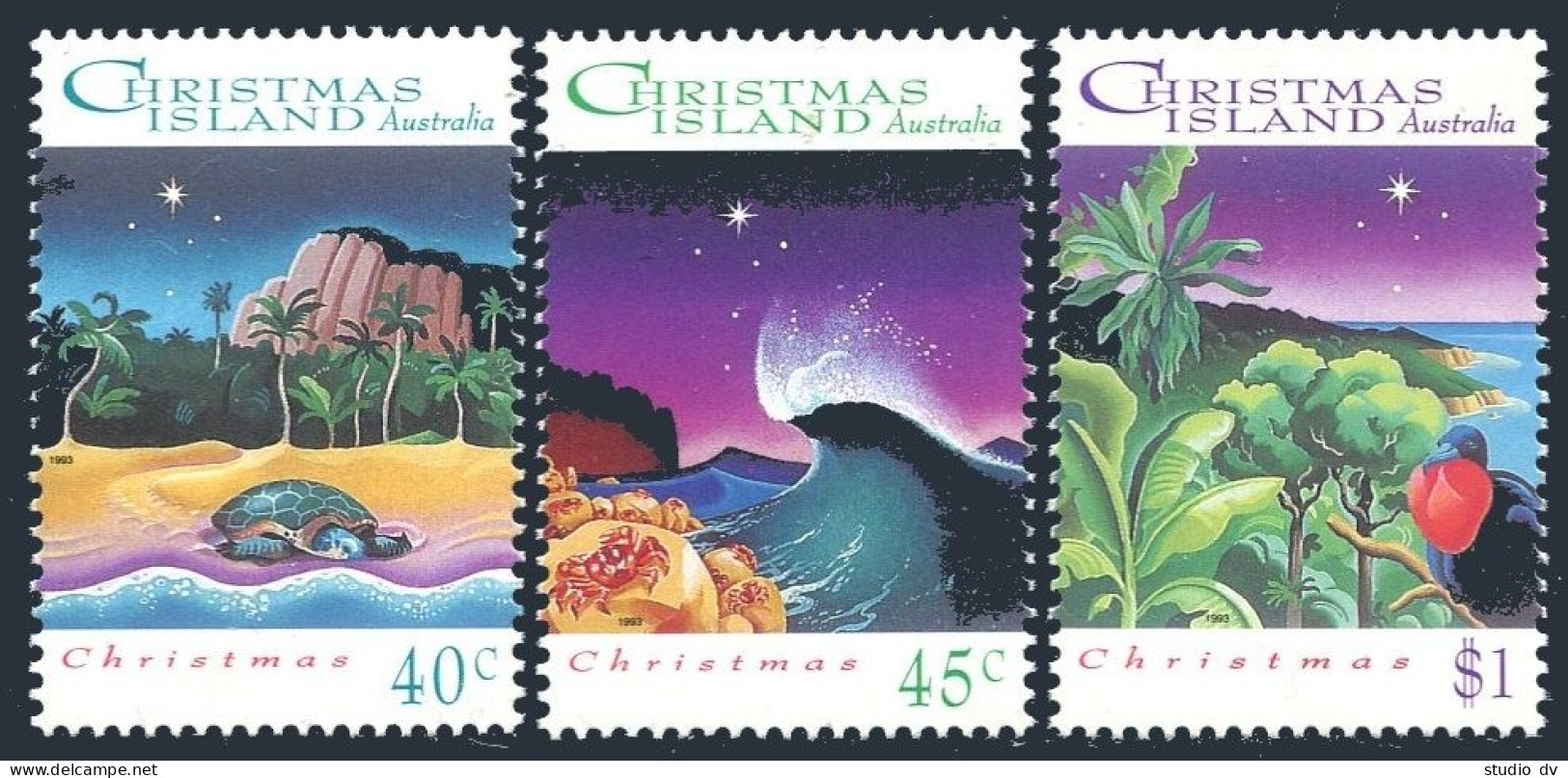 Christmas Isl 354-356, MNH. Michel 388-390. Christmas 1983. Bird, Turtle, Crab. - Christmaseiland