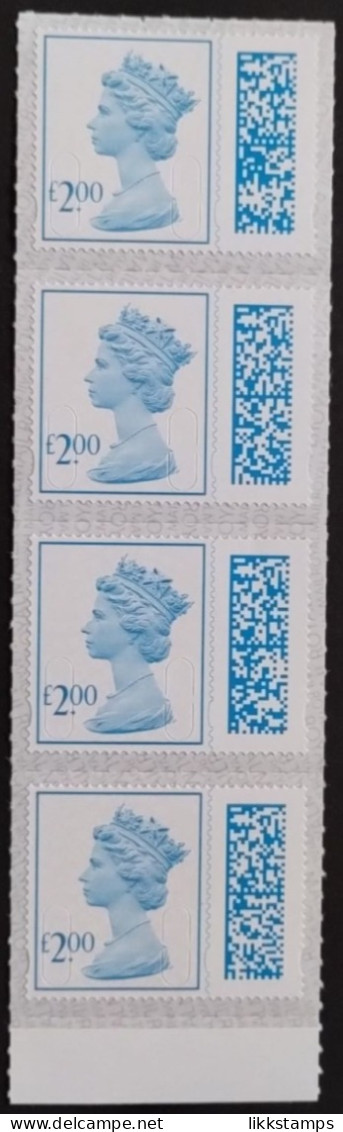 S.G.V4800 ~ MARGINAL STRIP OF 4 X £2.00p NEW BARCODED DEFINITIVES UNFOLDED & NHM #02481 - Machins
