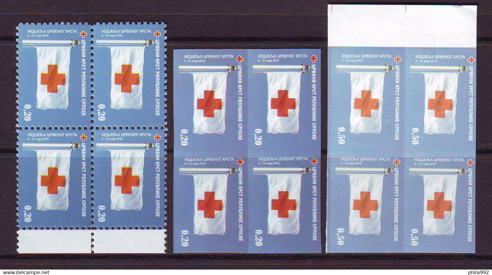 Bosnia:Republika Srpska 2018  Charity Stamp Red Cross  Mi.No.42 A+B+0.50 Self Adhesive Block Of 4 MNH - Bosnie-Herzegovine