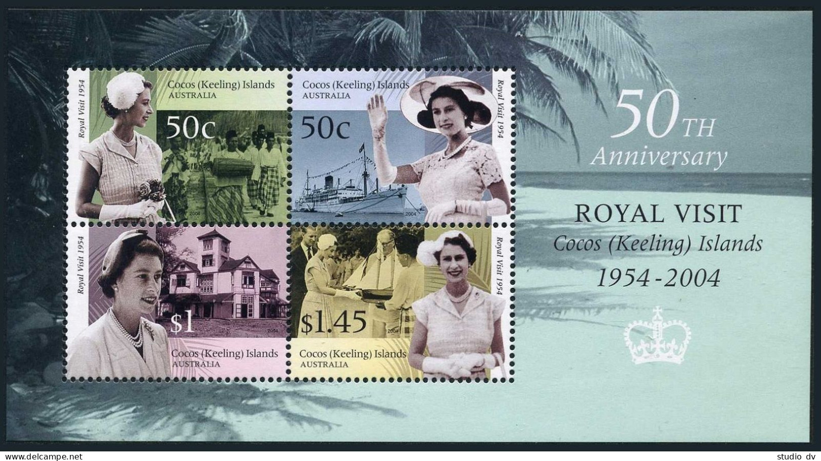 Cocos Isls 338-340,340a-340b,MNH. Royal Visit, 50th Ann.2004.Queen Elizabeth II. - Cocos (Keeling) Islands