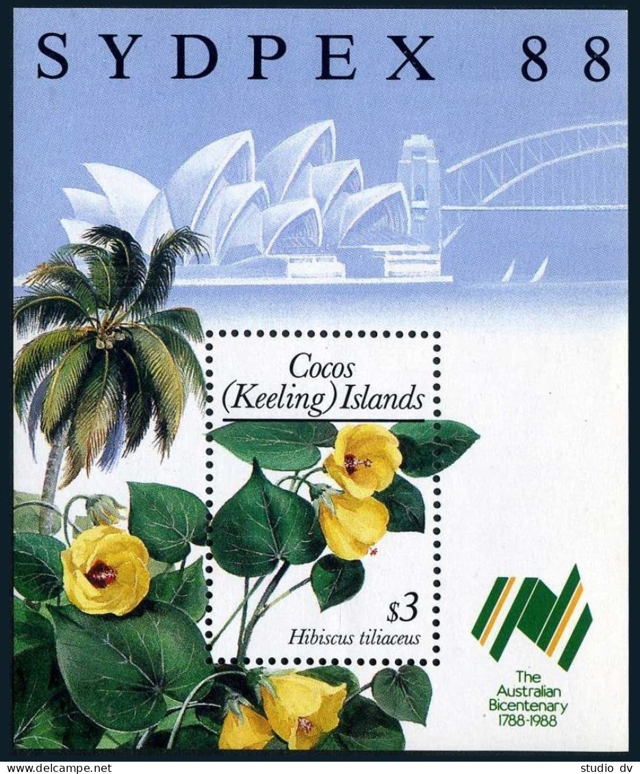 Cocos Isls 199,MNH.Michel Bl.7. Flowering Plants,1988. - Cocos (Keeling) Islands