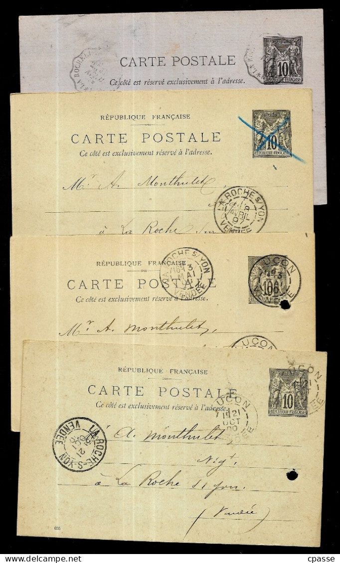 XIXe (Lot De 4) CPA Entier Postal Commercial, LUNEAU 85 LUCON à MONTHULET La Roche-sur-Yon Vendée, Agriculture Grains - Lucon