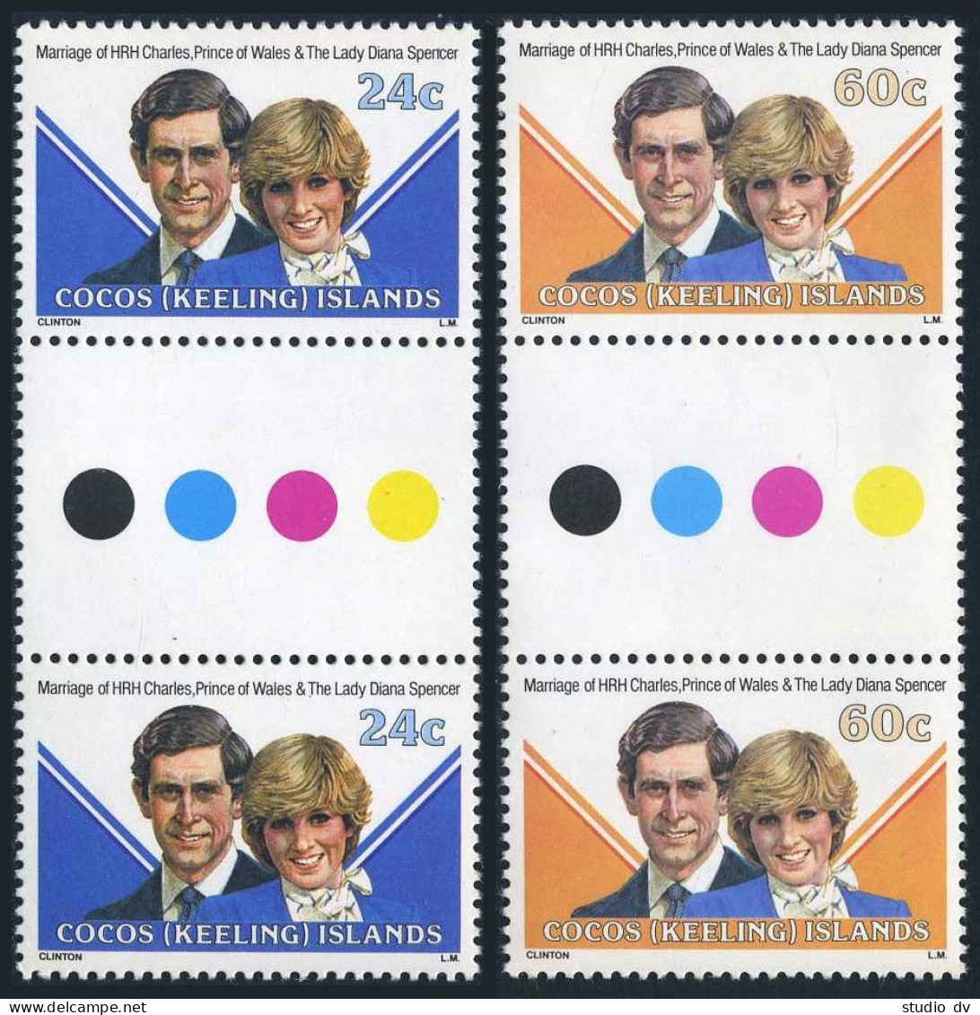 Cocos Isls 73-74 Gutter,MNH.Michel 73-74. Wedding 1981:Prince Charles,Lady Diana - Kokosinseln (Keeling Islands)