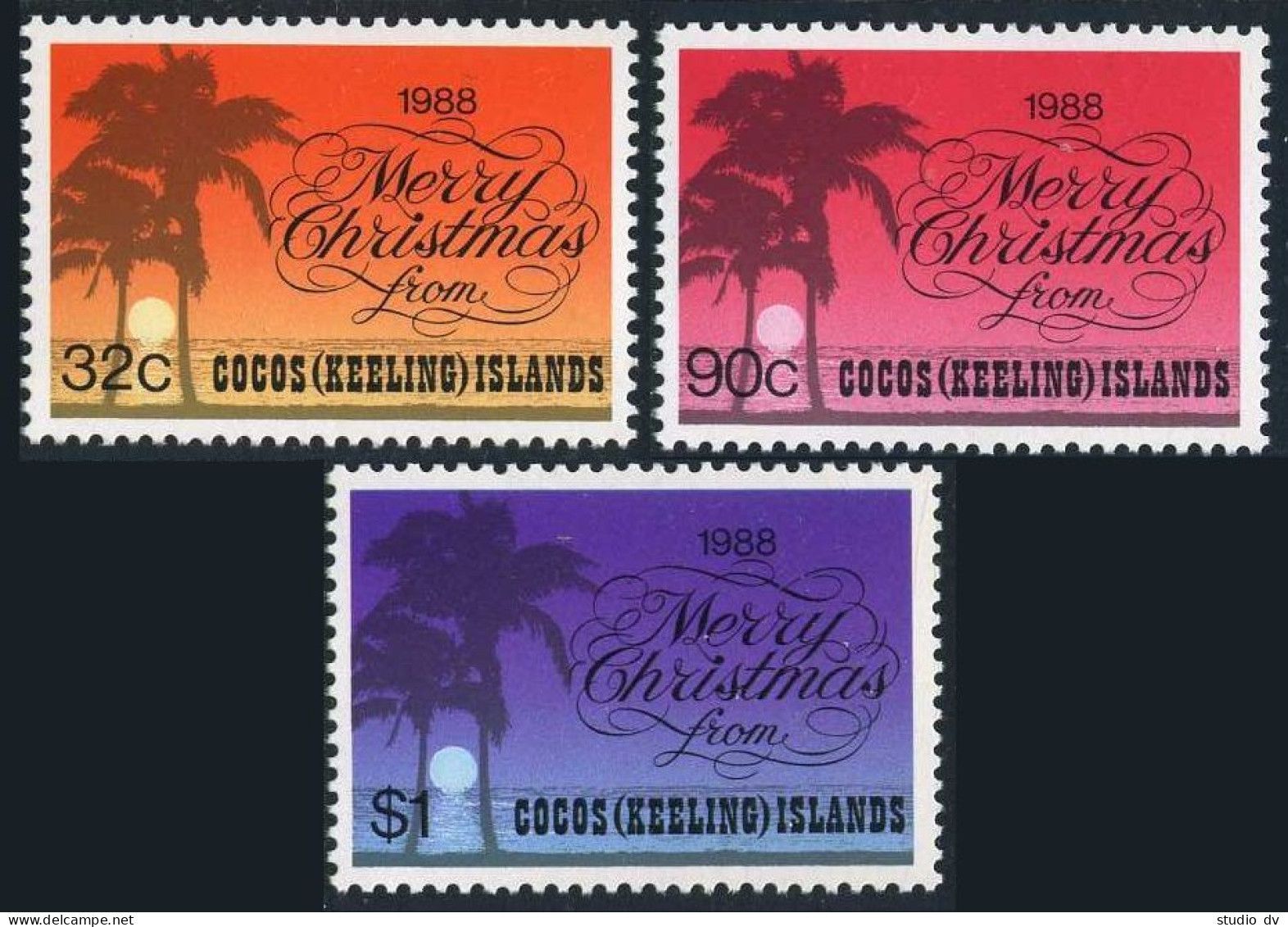 Cocos Isls 200-202,MNH.Michel 202-204. Christmas 1988.Palms. - Kokosinseln (Keeling Islands)