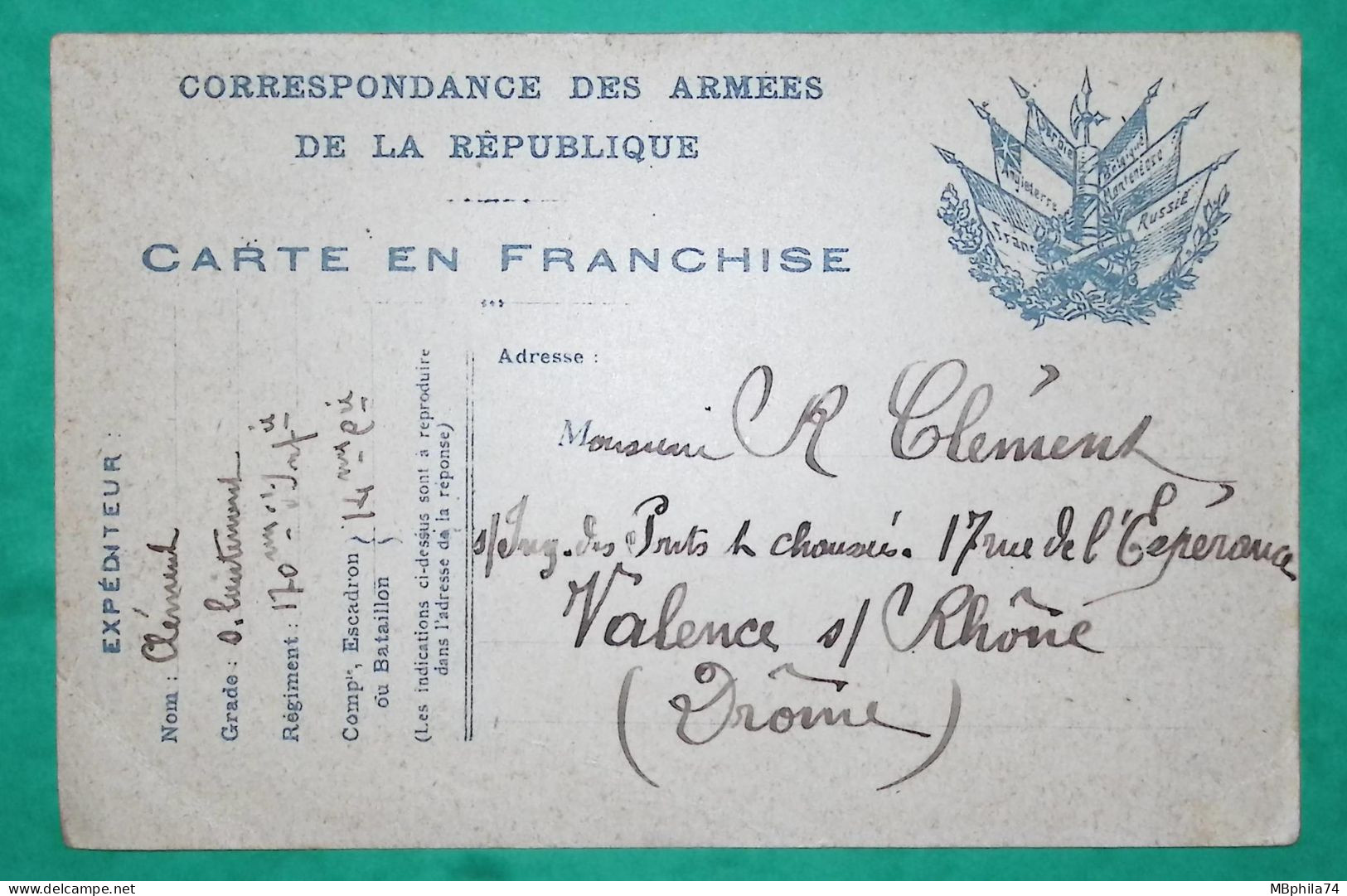 FRANCHISE MILITAIRE FM CARTE POSTALE ILLUSTRATION SOLDAT COSAQUE A CHEVAL PARIS POUR VALENCE DROME 1914 WW1 FRANCE - WW I