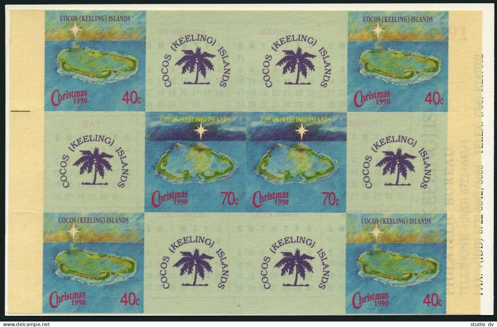 Cocos Isls 222a,223a Two Booklets,MNH.Michel 237-239 MH. Christmas 1990.View. - Cocoseilanden