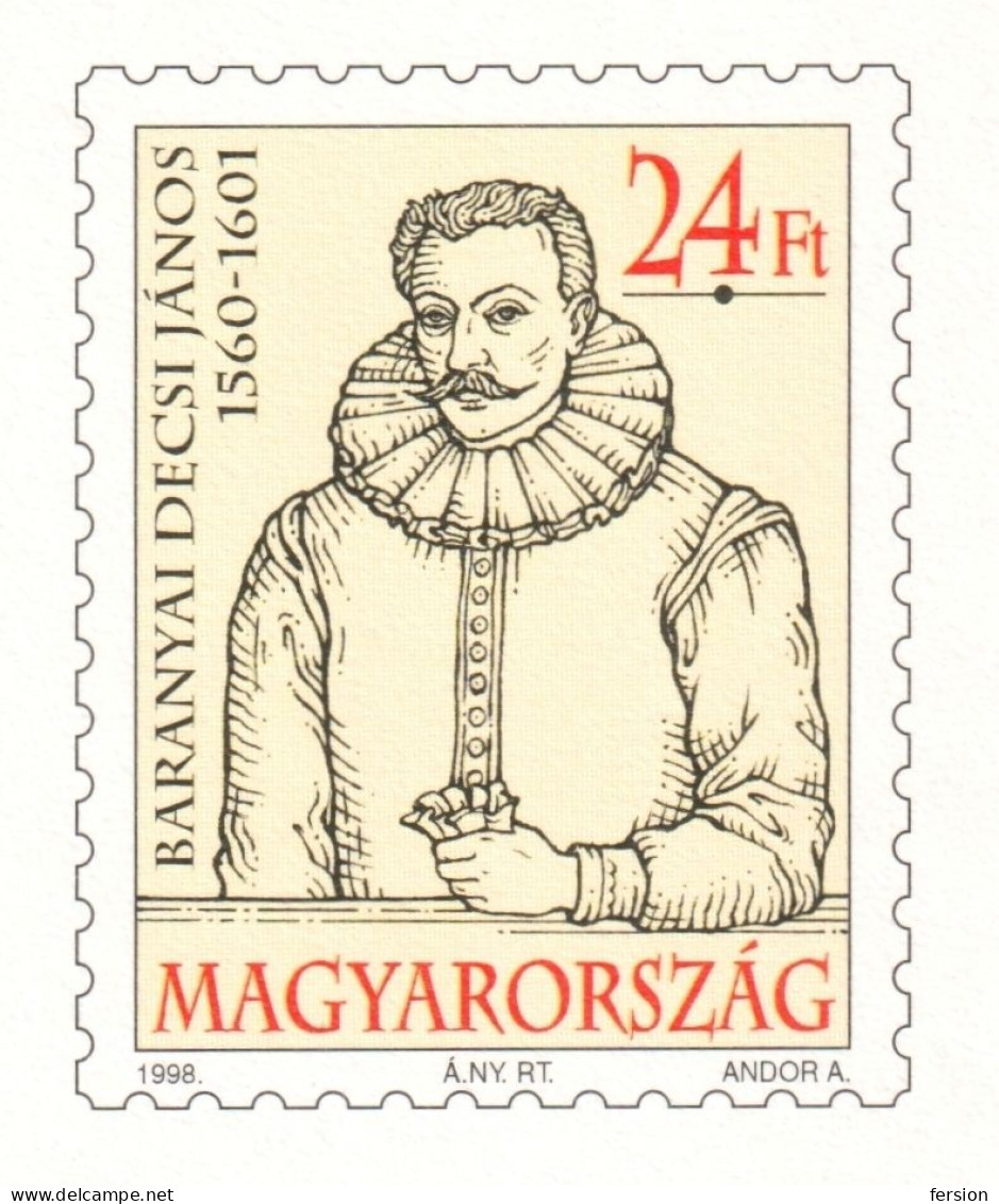 János Baranyai Decsi /  Renaissance Writer Transylvania / STATIONERY POSTCARD - 1996 HUNGARY - Book Codex - Ganzsachen