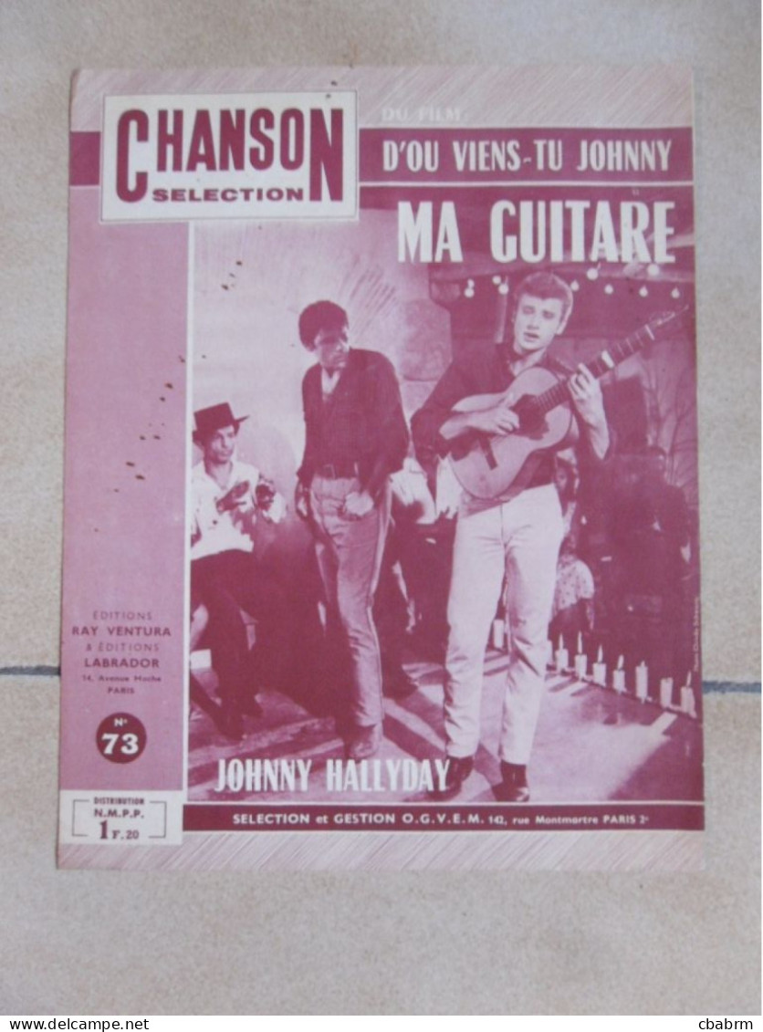 PARTITION D'OU VIENS-TU JOHNNY ? HALLYDAY MA GUITARE - Partitions Musicales Anciennes